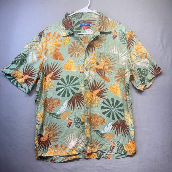 Puritan Other - Puritan VTG Y2K Hawaiian Shirt Mens MD Green Tropical Coastal Boho Short Sleeve